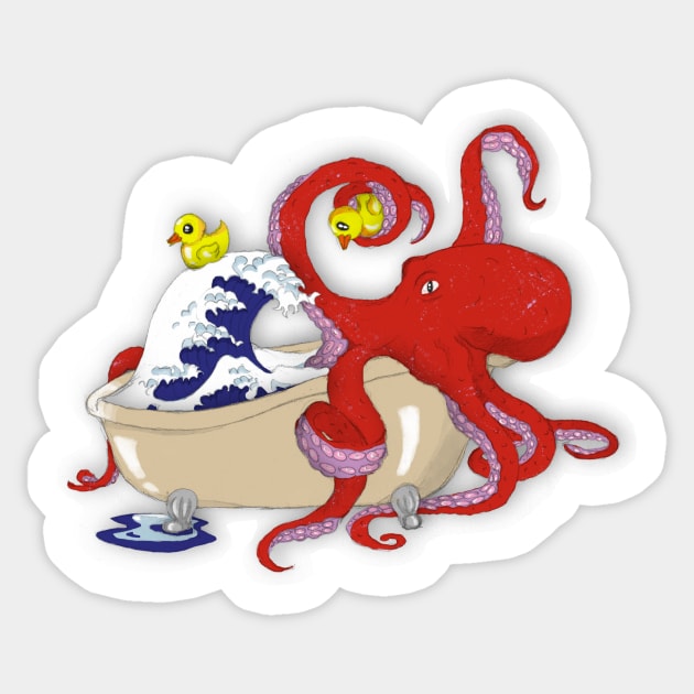 Take the octopus in the bubble bath Sticker by LeahHa